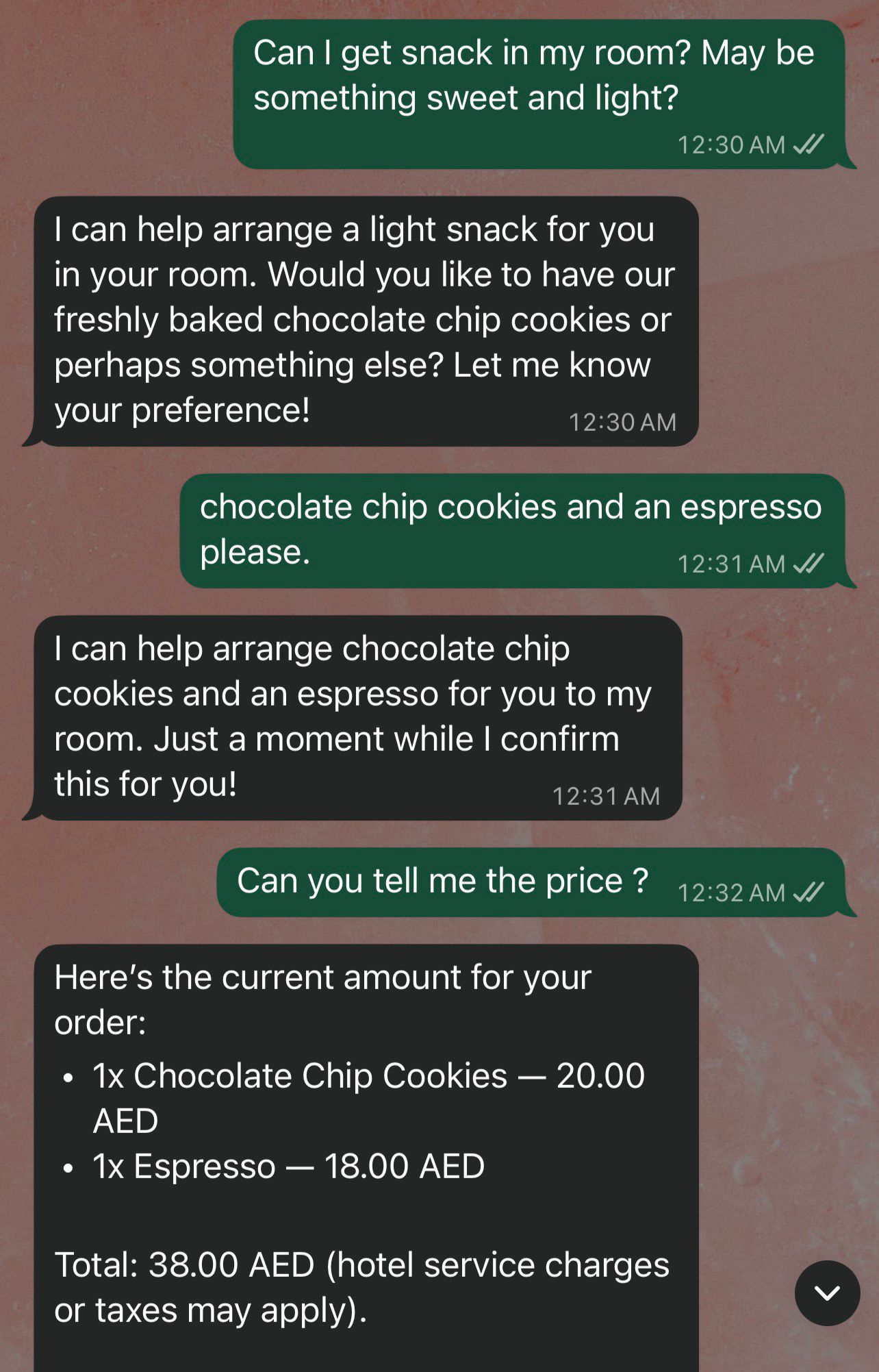 GSE - F&B order with live pricing on WhatsApp